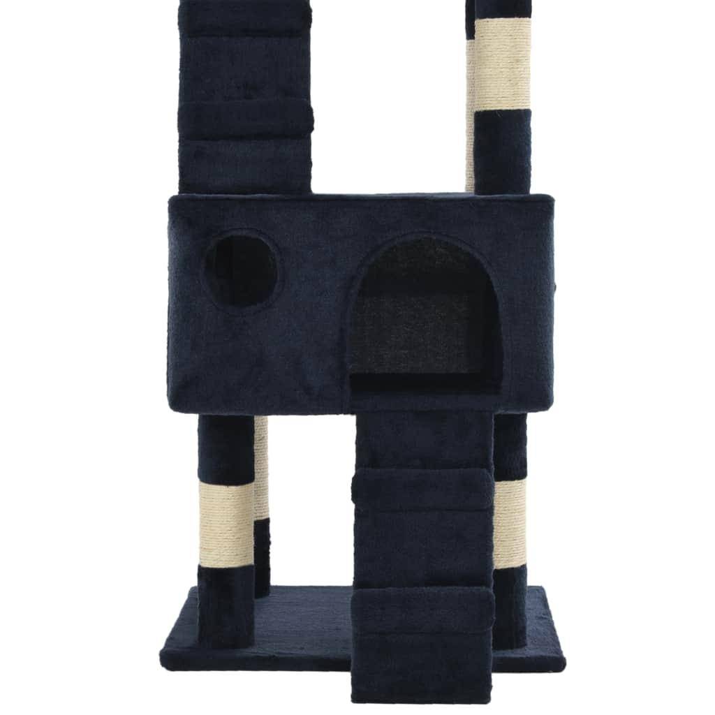 Helloshop26 - Arbre à chat griffoir grattoir niche jouet animaux peluché en sisal 170 cm bleu - Image 7