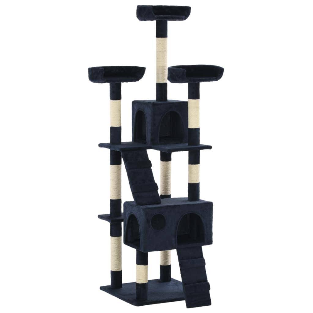 Helloshop26 - Arbre à chat griffoir grattoir niche jouet animaux peluché en sisal 170 cm bleu - Imagen 2