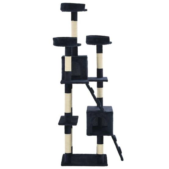 Helloshop26 - Arbre à chat griffoir grattoir niche jouet animaux peluché en sisal 170 cm bleu - Image 3