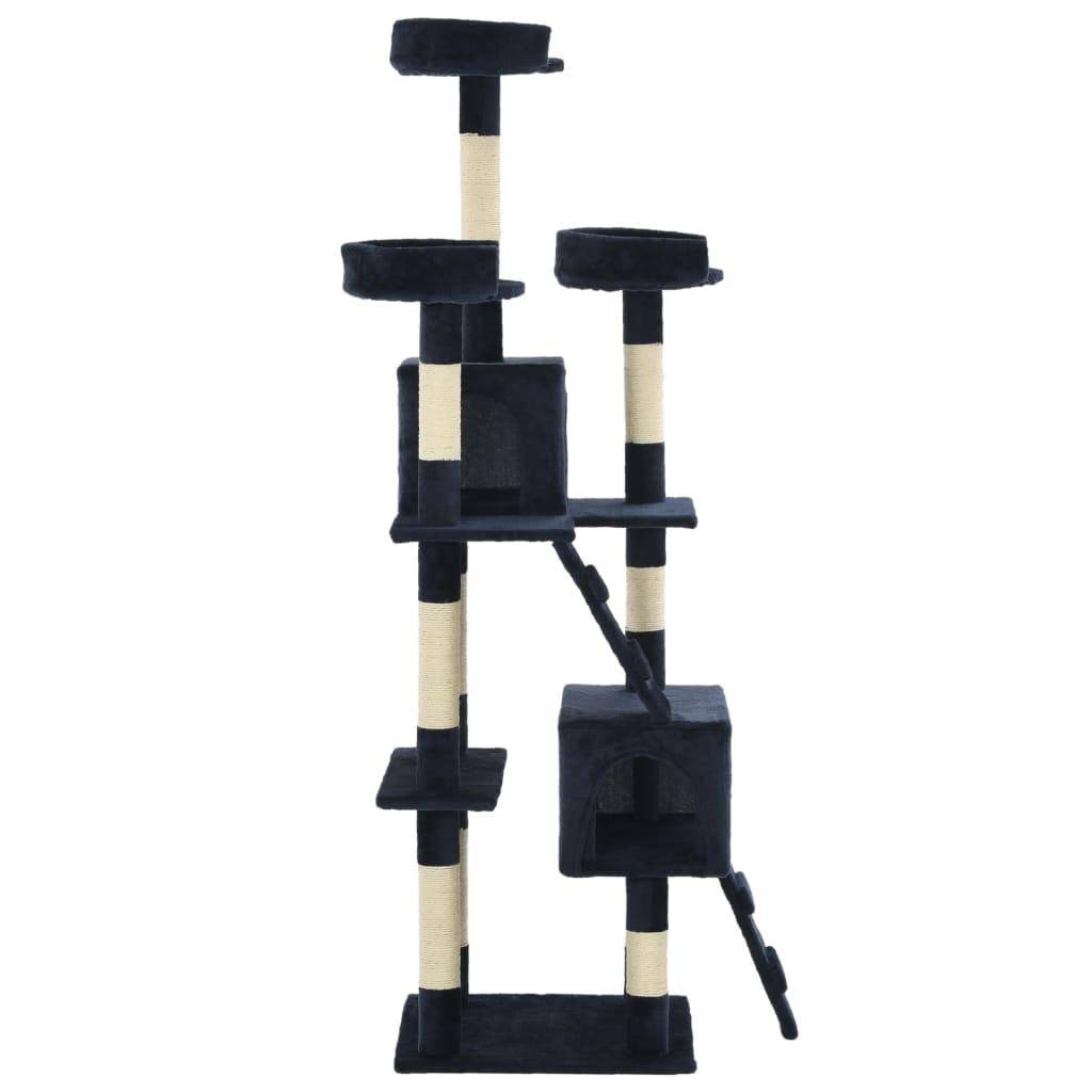 Helloshop26 - Arbre à chat griffoir grattoir niche jouet animaux peluché en sisal 170 cm bleu - Imagen 3