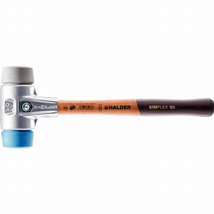 Maillet HALDER SIMPLEX TPE souple / TPE moyen avec boîtier en aluminium et manche en bois - D=30 mm - 3113.030