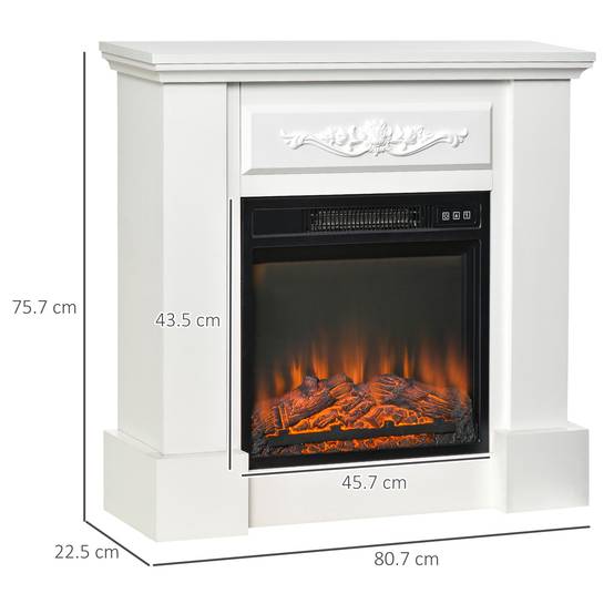 Cheminée électrique sur pied 1800 W avec effet flamme, télécommande, minuterie et température réglable, blanche - Image 5