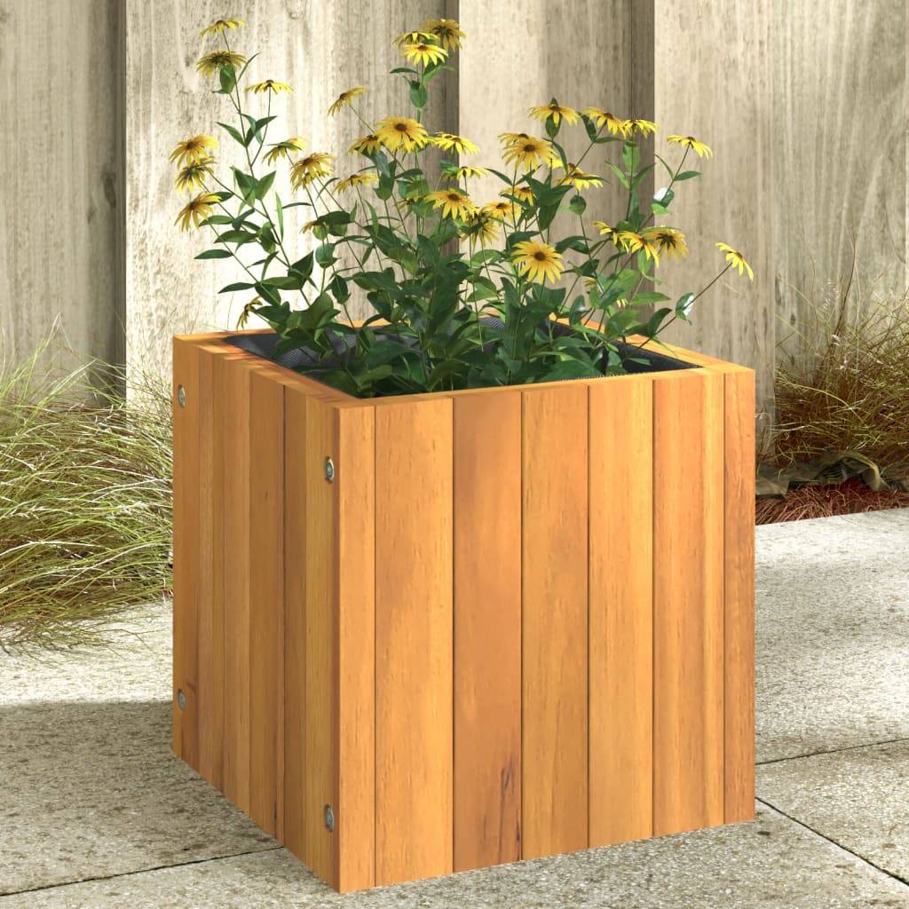 Jardinière bois d'acacia naturel 25 x 25 x 25 cm - PANGIVO - Image 1