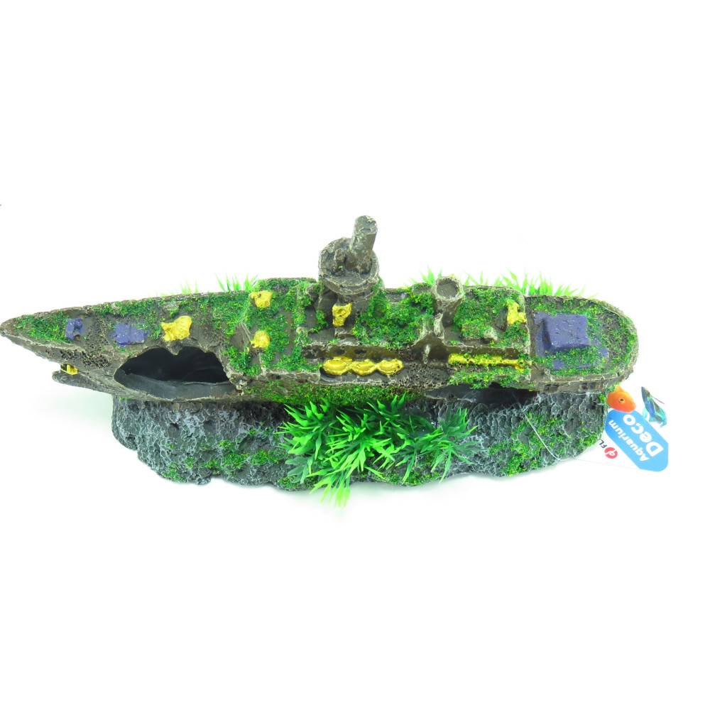 épave de sous marin Moza, taille: 23 x 7 x 12 cm, Décoration aquarium. - Image 2