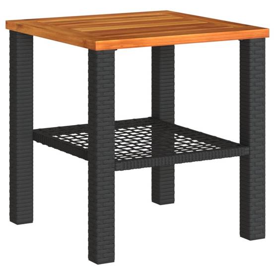 ComfortXL - Petite Table Basse Carrée 40cm pour Salon de Jardin, Résine Tressée Noire et Bois d'Acacia Massif – ComfortXL Outdoor Living - Image 2