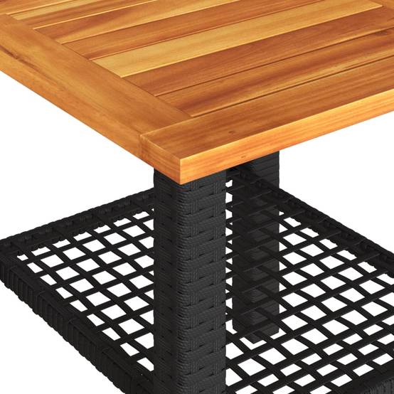 ComfortXL - Petite Table Basse Carrée 40cm pour Salon de Jardin, Résine Tressée Noire et Bois d'Acacia Massif – ComfortXL Outdoor Living - Image 8