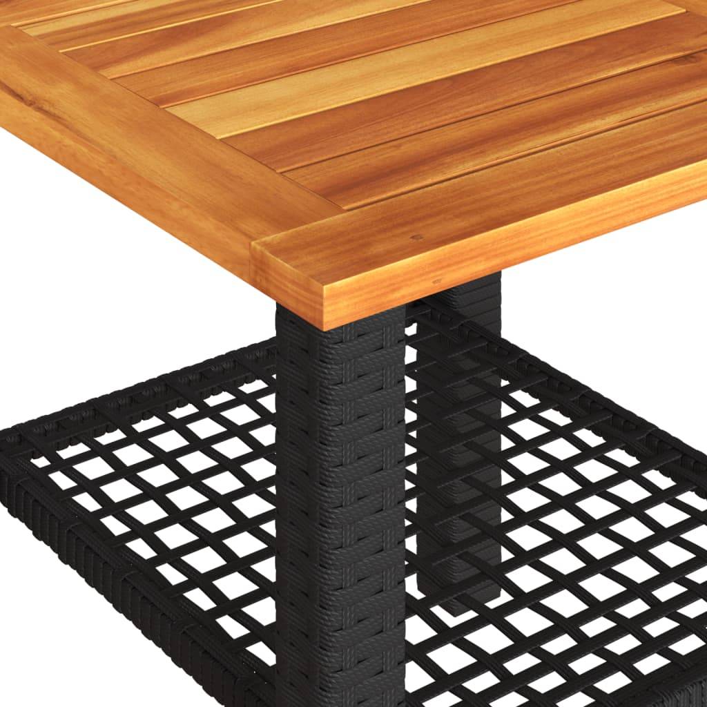 ComfortXL - Petite Table Basse Carrée 40cm pour Salon de Jardin, Résine Tressée Noire et Bois d'Acacia Massif – ComfortXL Outdoor Living - Image 8