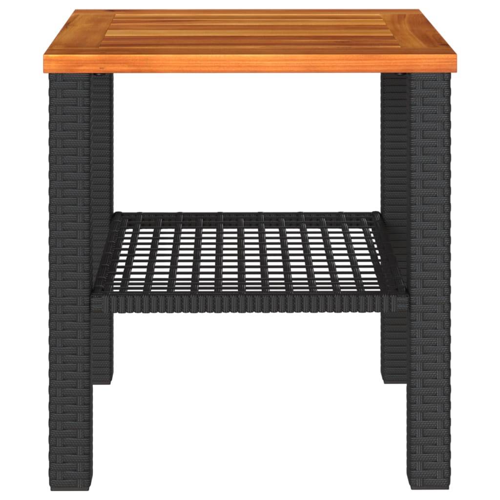 ComfortXL - Petite Table Basse Carrée 40cm pour Salon de Jardin, Résine Tressée Noire et Bois d'Acacia Massif – ComfortXL Outdoor Living - Image 4