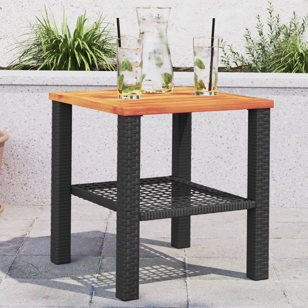 ComfortXL - Petite Table Basse Carrée 40cm pour Salon de Jardin, Résine Tressée Noire et Bois d'Acacia Massif – ComfortXL Outdoor Living - Image 1