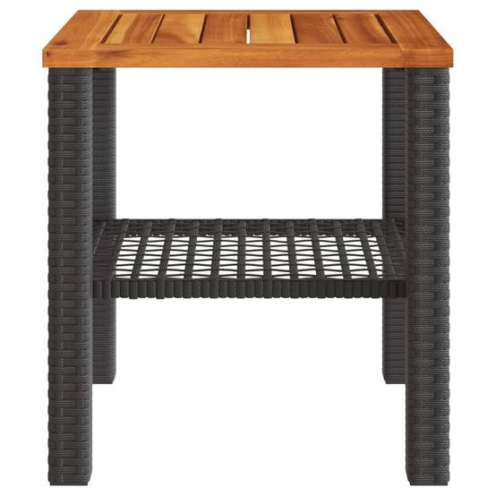 ComfortXL - Petite Table Basse Carrée 40cm pour Salon de Jardin, Résine Tressée Noire et Bois d'Acacia Massif – ComfortXL Outdoor Living - Image 5