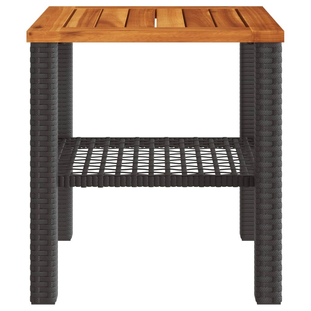 ComfortXL - Petite Table Basse Carrée 40cm pour Salon de Jardin, Résine Tressée Noire et Bois d'Acacia Massif – ComfortXL Outdoor Living - Image 5
