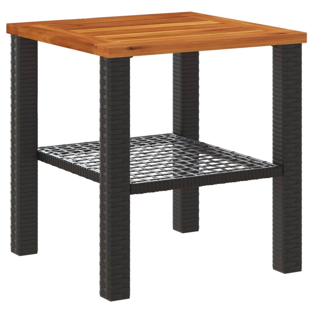 ComfortXL - Petite Table Basse Carrée 40cm pour Salon de Jardin, Résine Tressée Noire et Bois d'Acacia Massif – ComfortXL Outdoor Living - Image 6