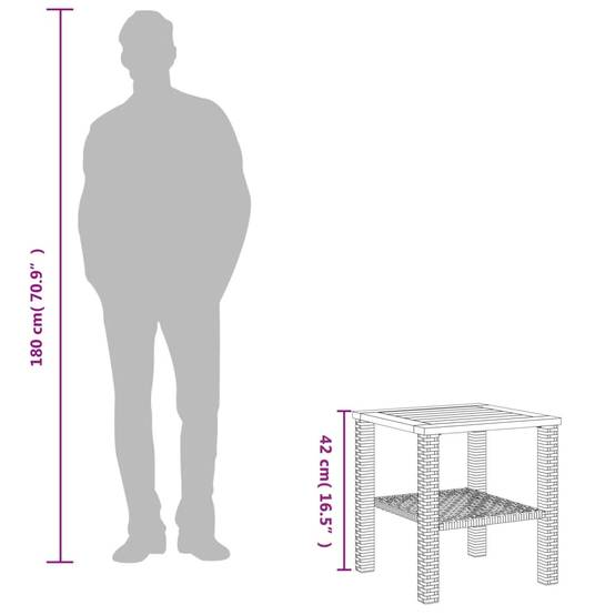 ComfortXL - Petite Table Basse Carrée 40cm pour Salon de Jardin, Résine Tressée Noire et Bois d'Acacia Massif – ComfortXL Outdoor Living - Image 9