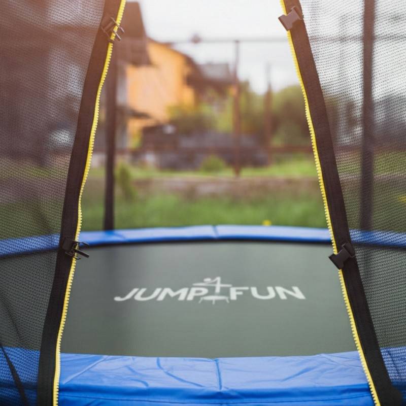 Trampoline pour enfant 14Ft ø427cm avec coussin de protection Bleu, Echelle et Filet de sécurité JUMP4FUN - Image 7