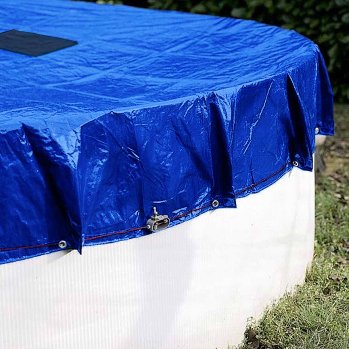 Bâche Piscine ronde - Diam. 4,20 m pour Piscine hors sol diam. 3,6 m - Couverture Piscine PO155RD avec Filet d'écoulement TECPLAST - Image 3