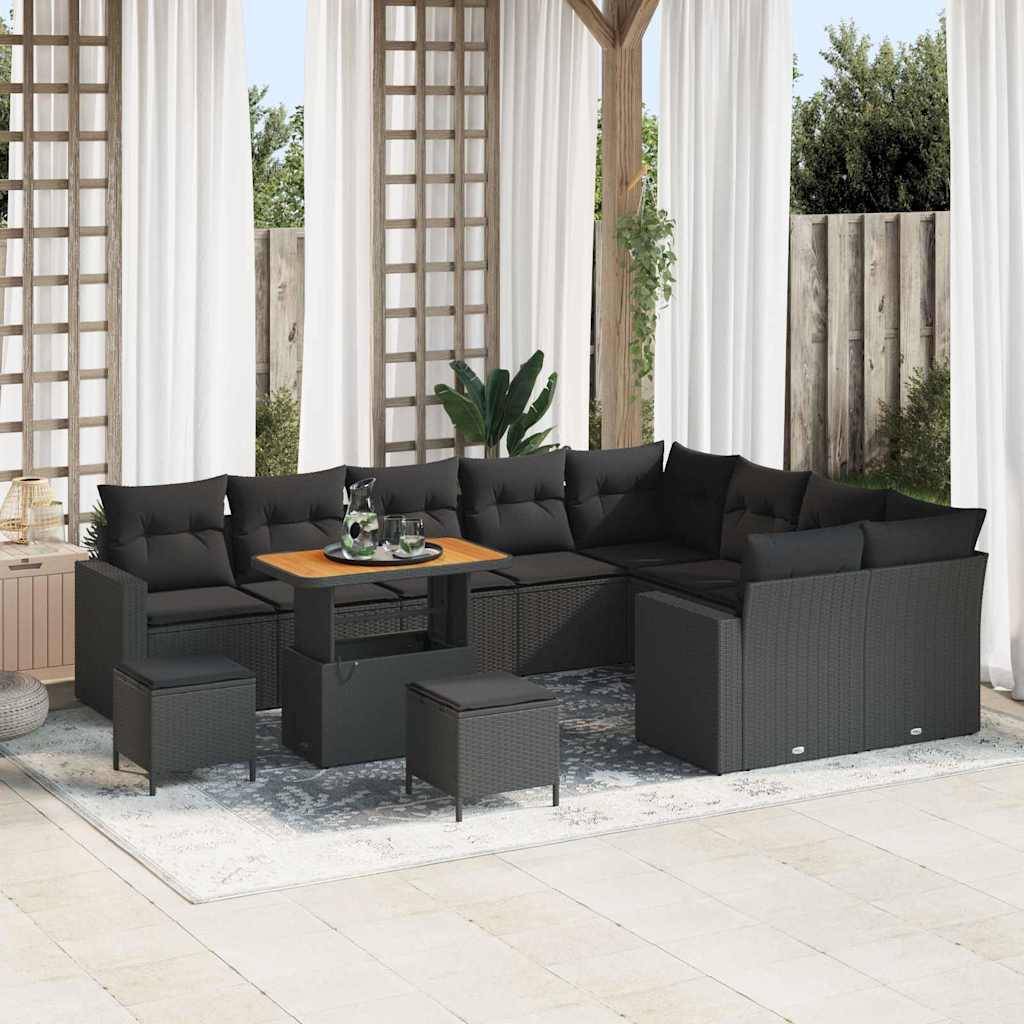 ComfortXL - Grand Salon de Jardin Noir 11 Places en Résine Tressée et Bois, Hauteur Réglable, Idéal Jardin – ComfortXL Outdoor Living - Image 1