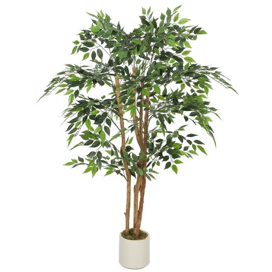 Plante artificielle intérieure 150 cm banian arbre artificiel, pot en plastique et tronc en bois massif - Image 2