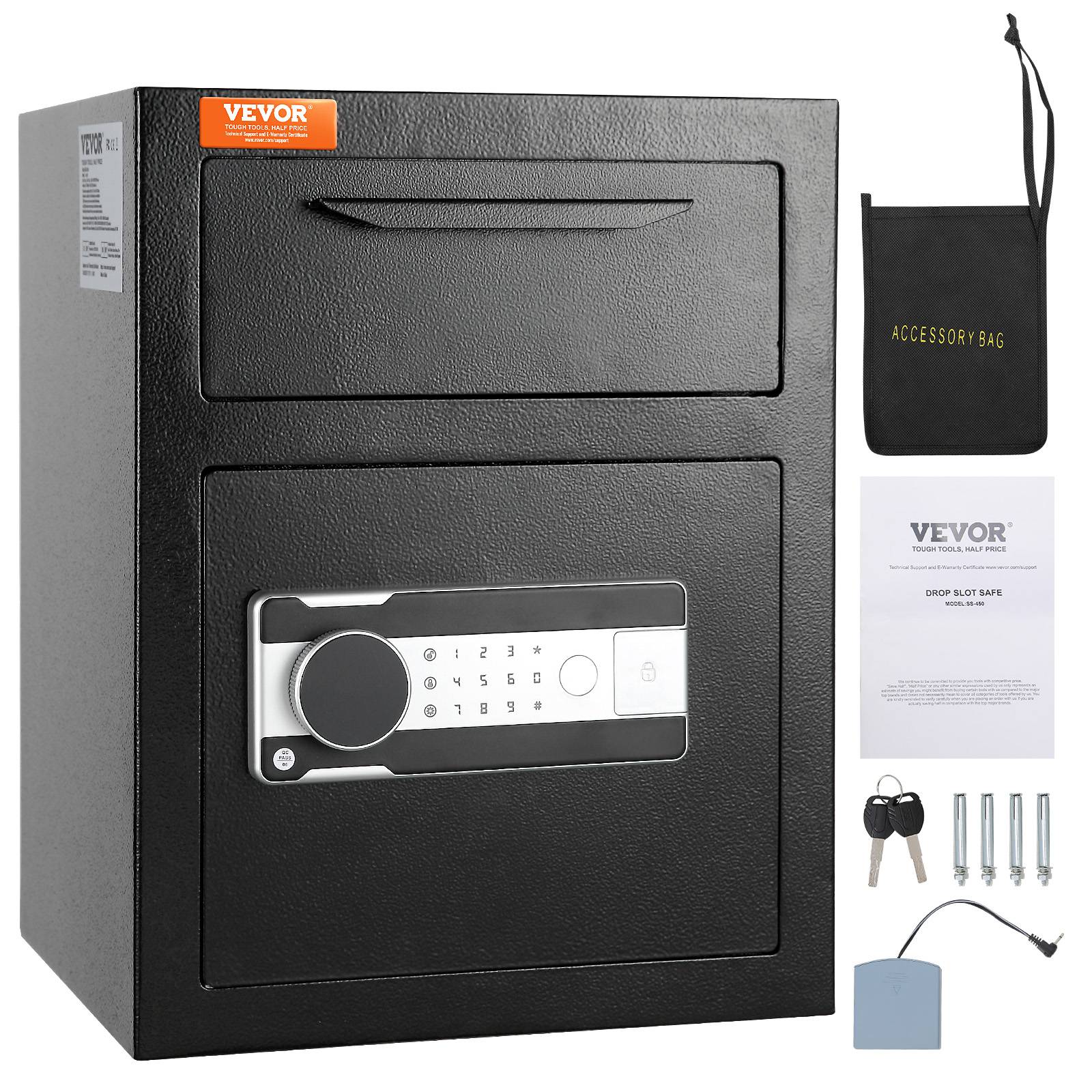 VEVOR Coffre-fort électronique 1,7 L, acier laminé à froid. Mot de passe 3-12 chiffres, 2 clés. - Image 1