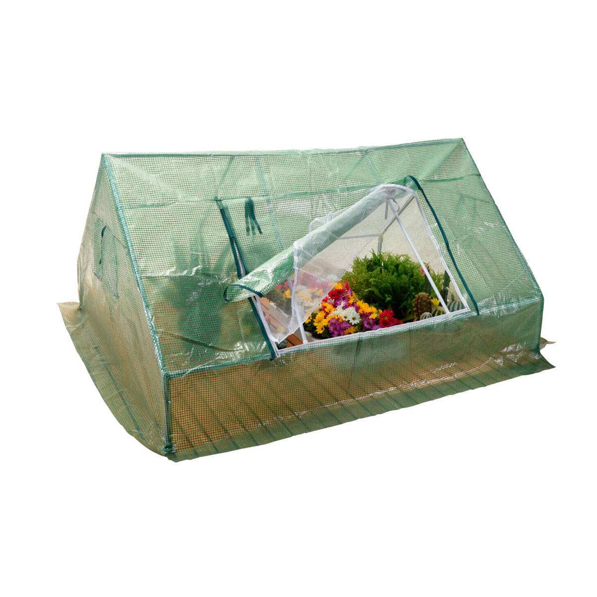 Serre de jardin 2 fenêtres en polyéthylène et métal - Cémonjardin - Imagen 1
