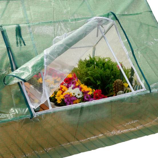 Serre de jardin 2 fenêtres en polyéthylène et métal - Cémonjardin - Imagen 3
