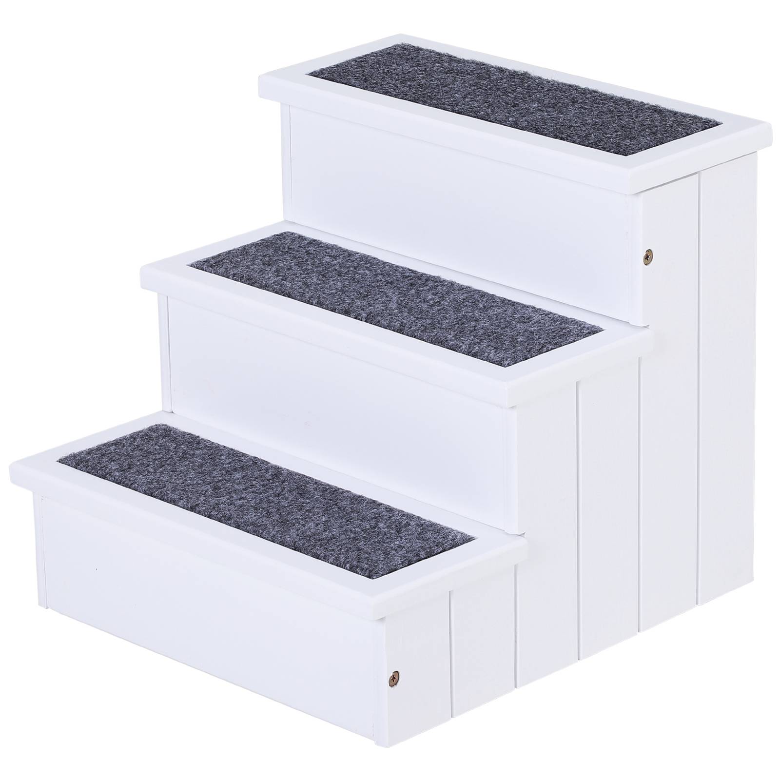 ComfortXL - Escalier pour chien en sapin blanc 40,5 x 44,5 x 38 cm 3 marches avec rangement accès canapé voiture antidérapant - Image 2