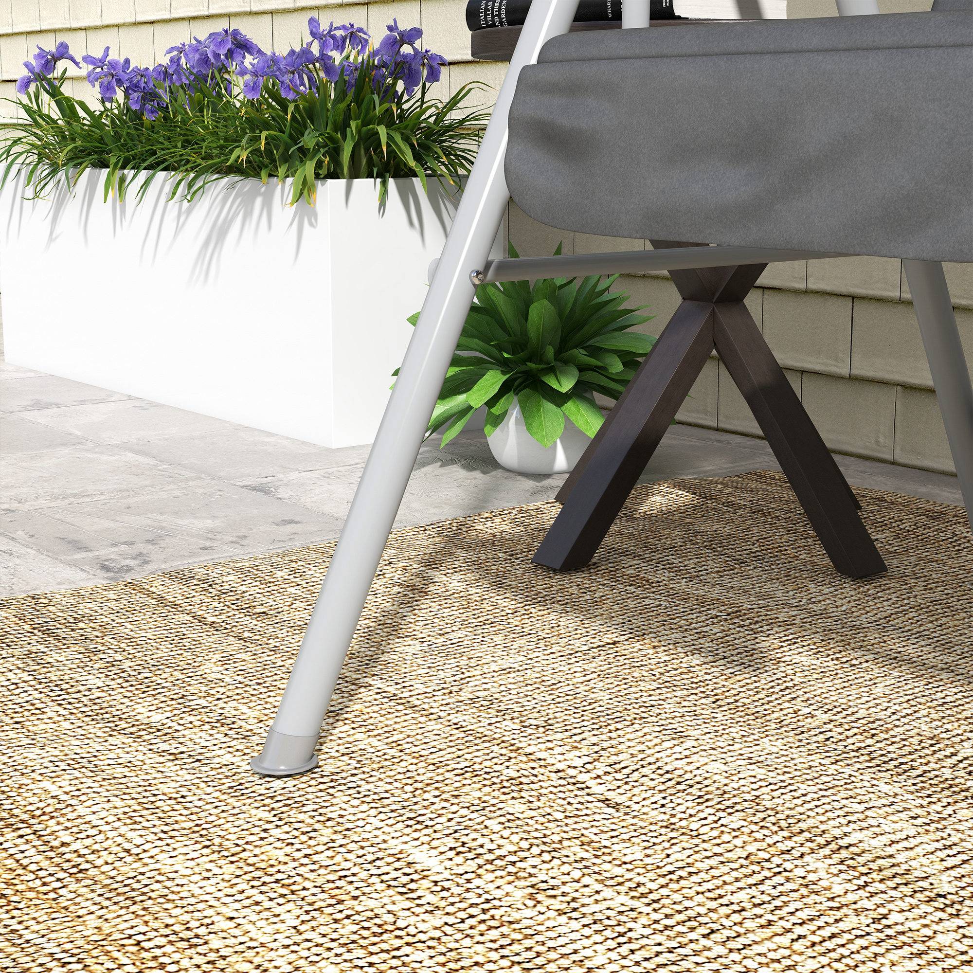 Balancelle de jardin 2 places métal avec table centrale toit pare-soleil 175x112x158cm gris - ComfortXL Outdoor Living - Image 10