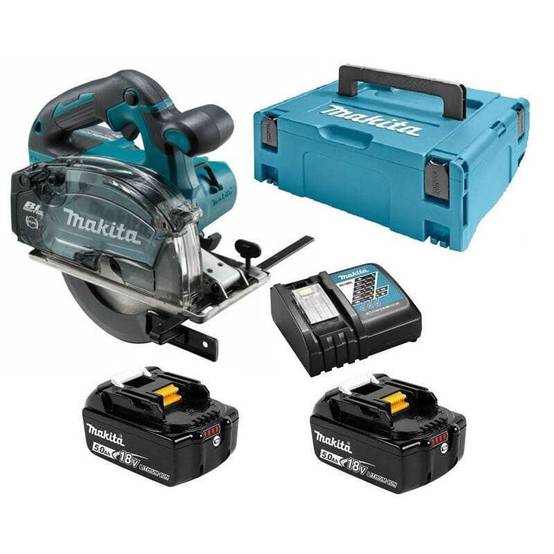 Scie circulaire à métaux 18 V Li-Ion 5 Ah Ø 136 mm MAKITA - 2 batteries 18V 5.0Ah - chargeur - MacPak- DCS552RTJ - Image 1