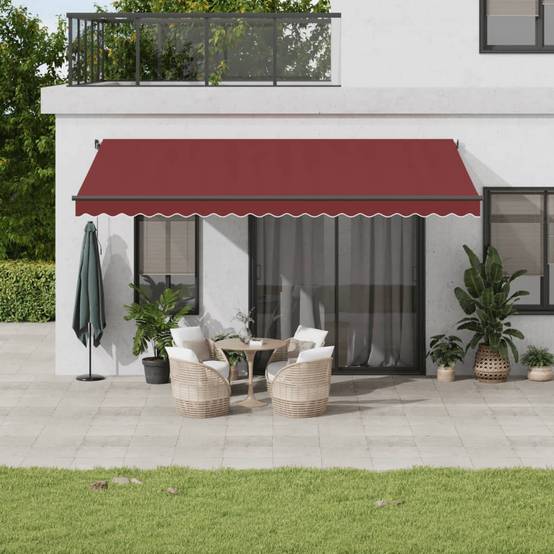 Store banne motorisé avec LED aluminium pour terrasse et patio 500x350 cm bordeaux - ComfortXL Outdoor Living - Image 1