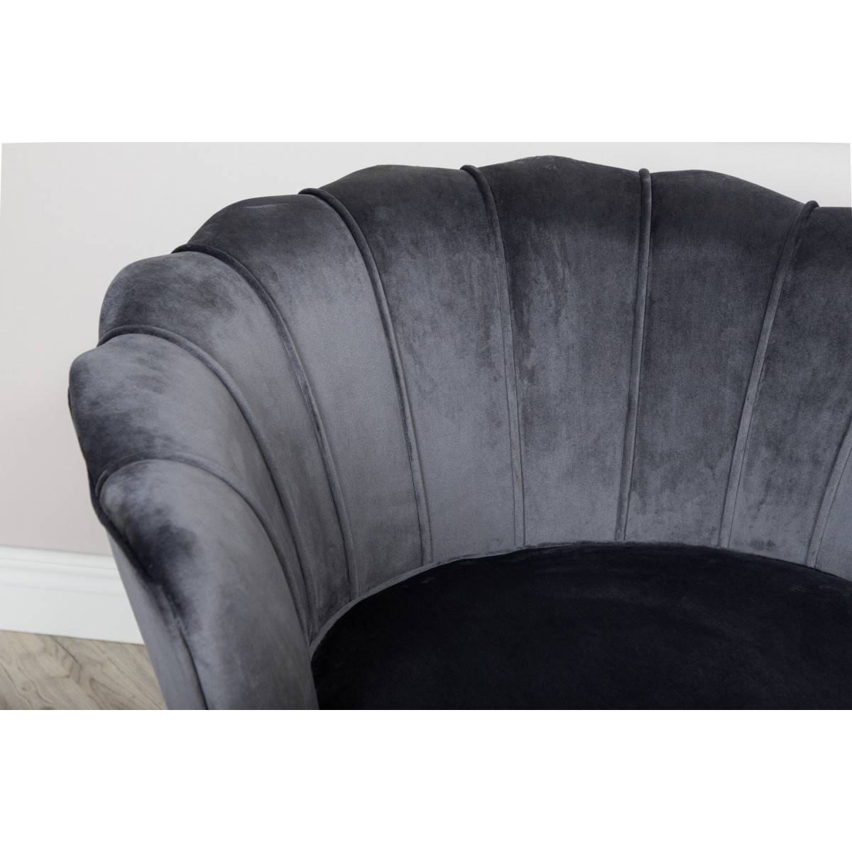 Paris Prix - Fauteuil Coquillage en Velours "Calais" 83cm Gris Foncé - Image 8