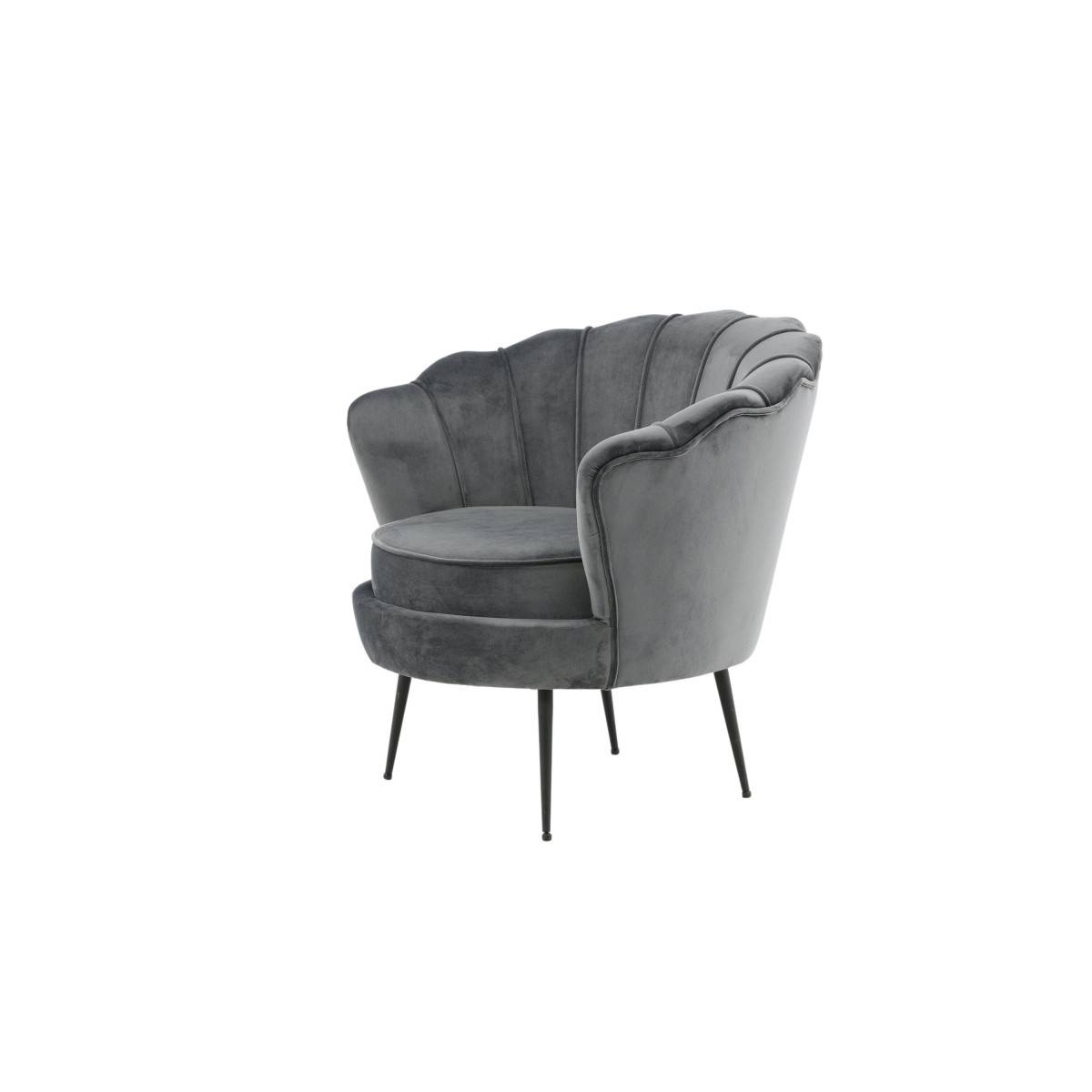 Paris Prix - Fauteuil Coquillage en Velours "Calais" 83cm Gris Foncé - Image 4