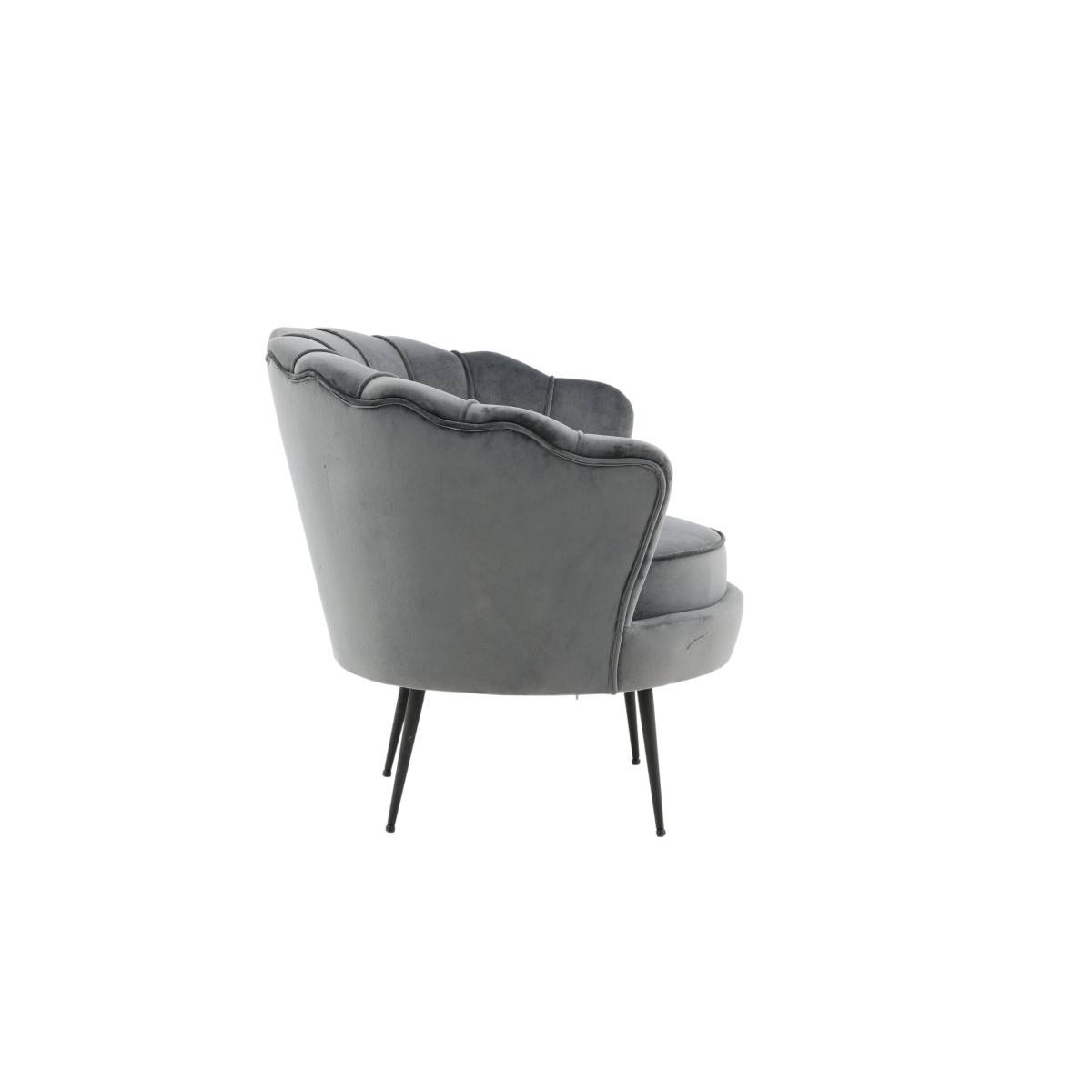 Paris Prix - Fauteuil Coquillage en Velours "Calais" 83cm Gris Foncé - Image 3