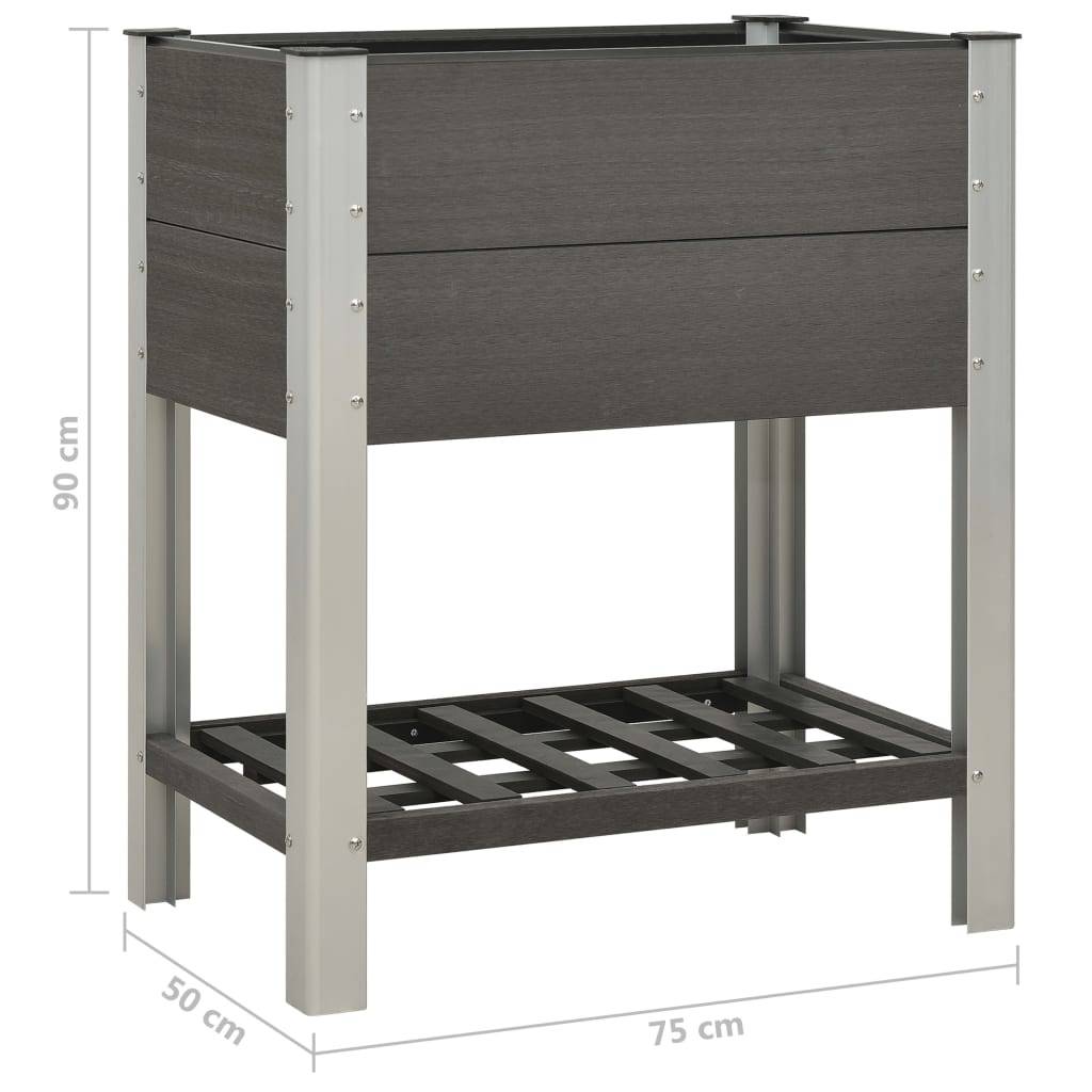 Helloshop26 - Lit surélevé de jardin bac à plantes jardinière avec étagère 75 x 50 x 90 cm WPC gris - Imagen 6
