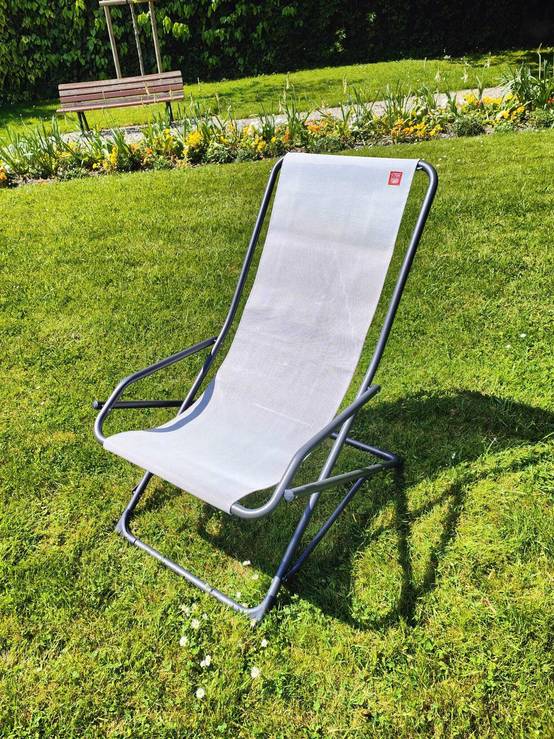 Fiam - Transat DONDOLINA Aluminium ANTHRACITE Texfil BLANC GRIS 92x63x83 cm FIAM - Image 2
