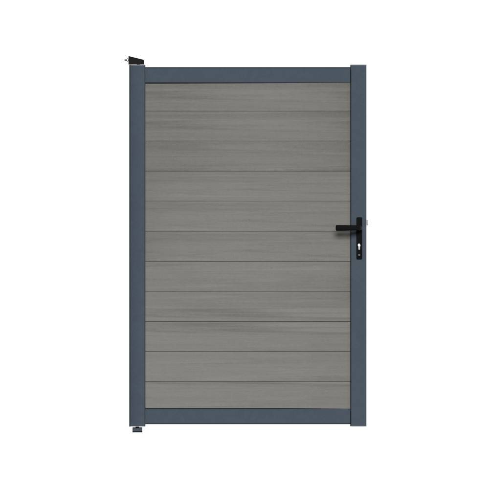 Kit Portillon Composite CRUZ Argent - Hauteur : 183cm - Largeur max : 120 cm - Largeur ajustable - Compatible clôture CRUZ - Image 2
