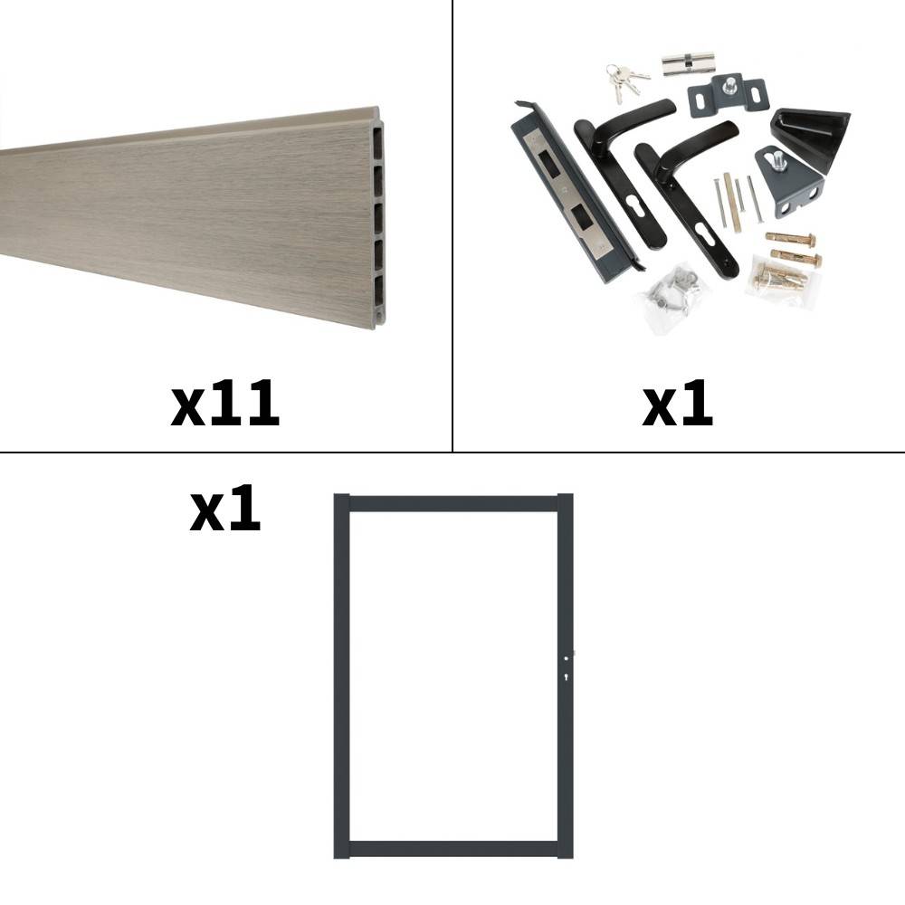 Kit Portillon Composite CRUZ Argent - Hauteur : 183cm - Largeur max : 120 cm - Largeur ajustable - Compatible clôture CRUZ - Image 4