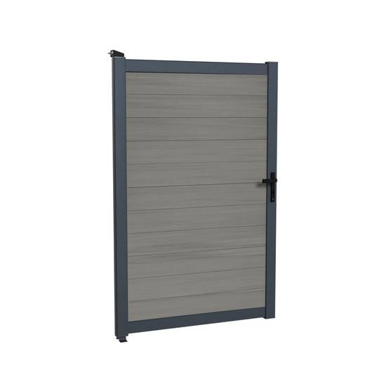 Kit Portillon Composite CRUZ Argent - Hauteur : 183cm - Largeur max : 120 cm - Largeur ajustable - Compatible clôture CRUZ - Image 3