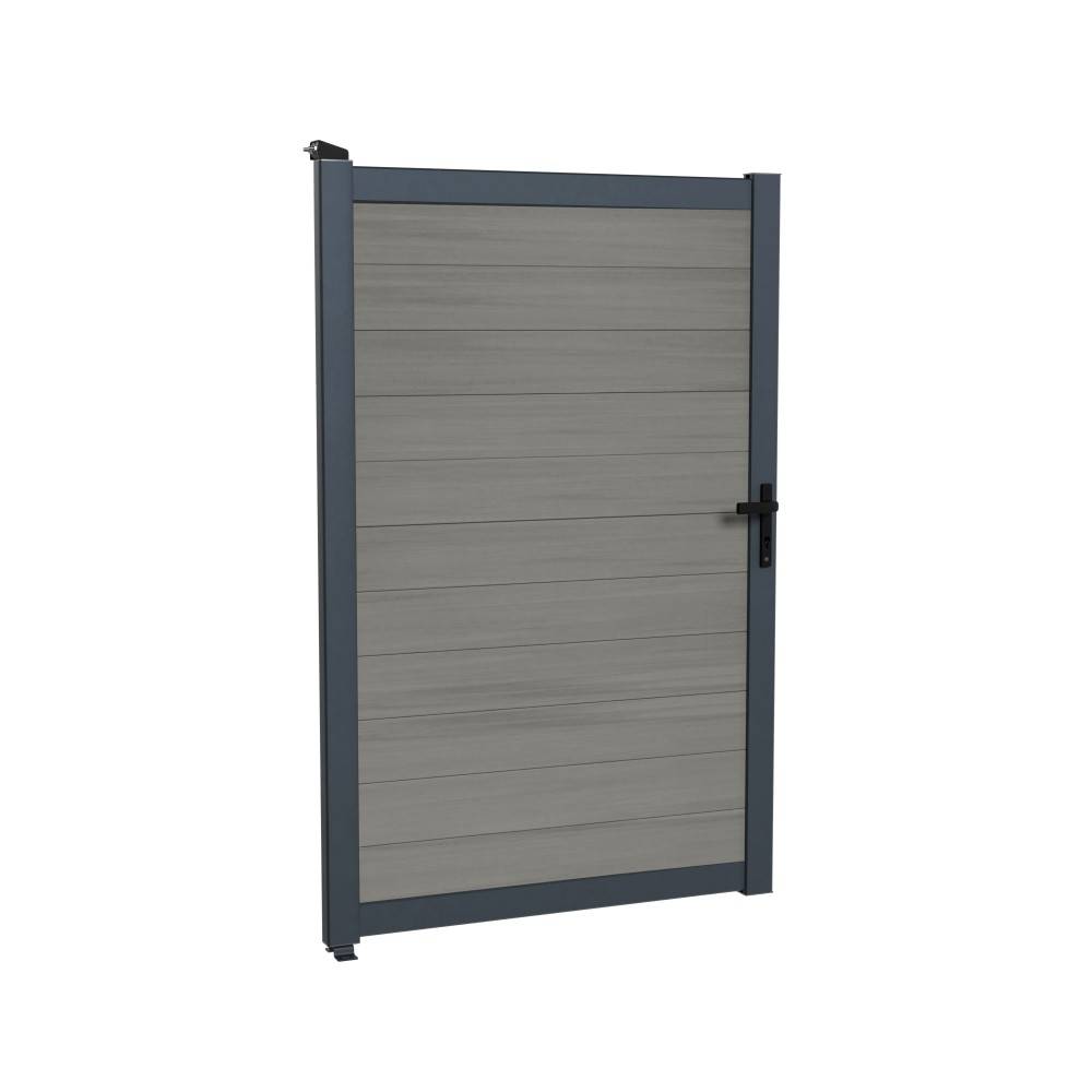 Kit Portillon Composite CRUZ Argent - Hauteur : 183cm - Largeur max : 120 cm - Largeur ajustable - Compatible clôture CRUZ - Image 3