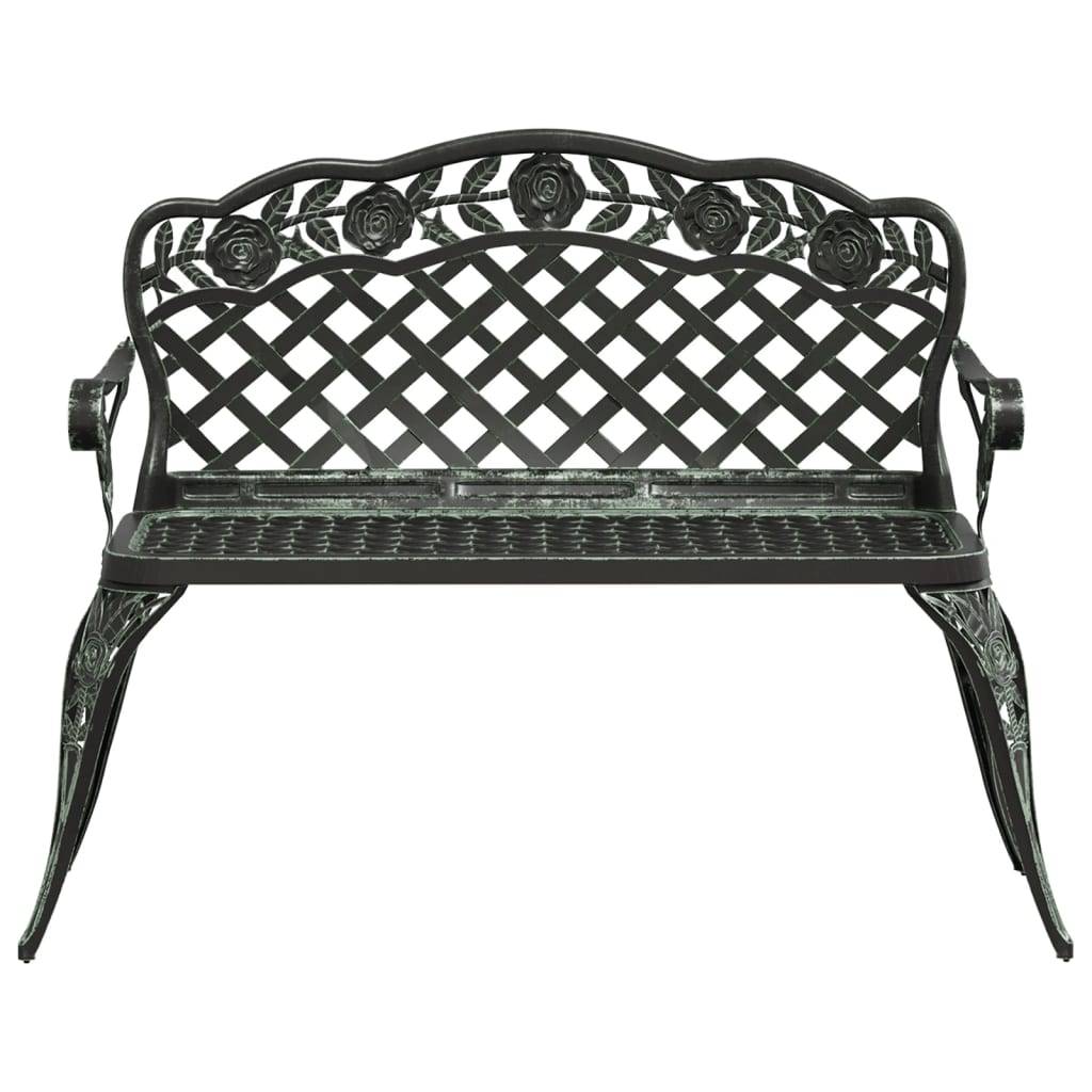 Helloshop26 - Banc de jardin meuble de patio d'extérieur terrasse 108 cm aluminium coulé vert - Imagen 2