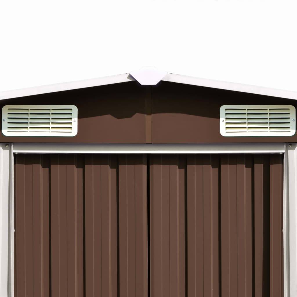 Helloshop26 - Abri de jardin cabane cabanon maison de stockage remise extérieur hangar outils robuste 257 x 392 x 181 cm métal marron - Imagen 5