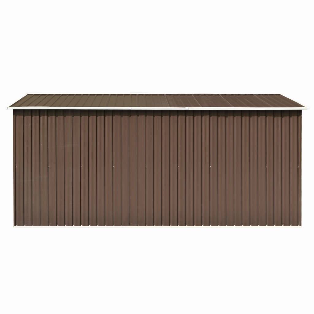 Helloshop26 - Abri de jardin cabane cabanon maison de stockage remise extérieur hangar outils robuste 257 x 392 x 181 cm métal marron - Imagen 4
