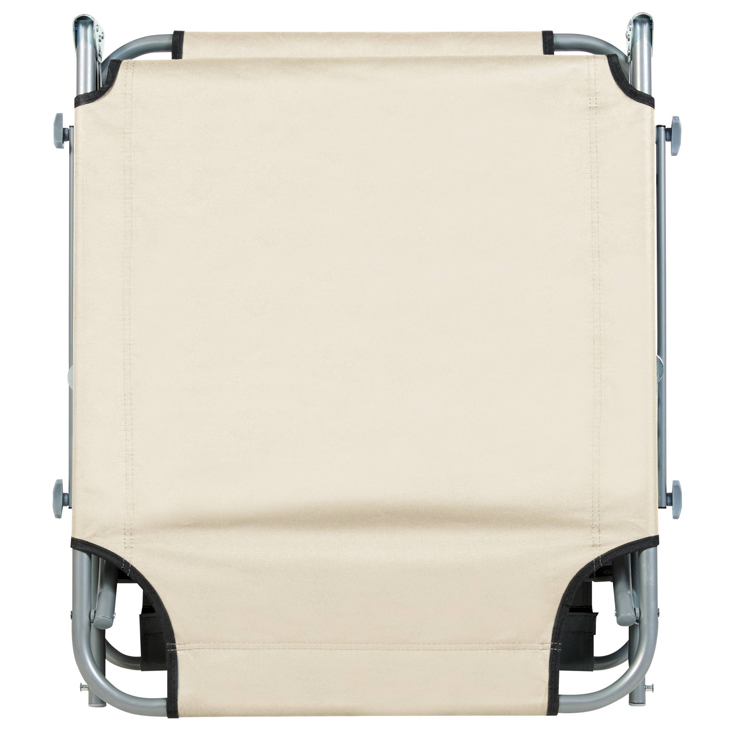Beliani - Transat de Jardin Bain de Soleil Pliant en Tissu Polyester Crème et Acier avec Pare Soleil Pratique Idéal pour Terrasse ou Balcon - Imagen 7