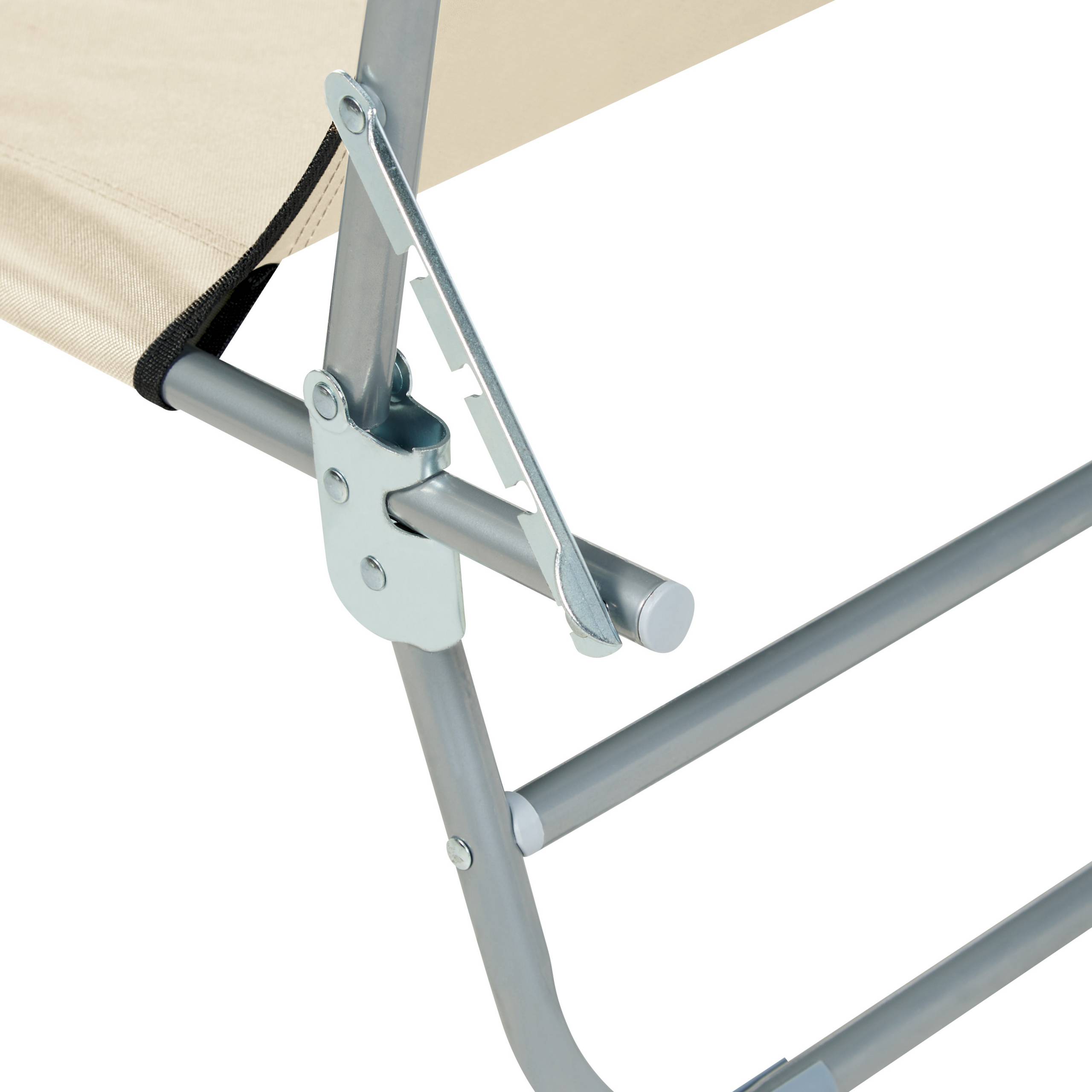 Beliani - Transat de Jardin Bain de Soleil Pliant en Tissu Polyester Crème et Acier avec Pare Soleil Pratique Idéal pour Terrasse ou Balcon - Imagen 9
