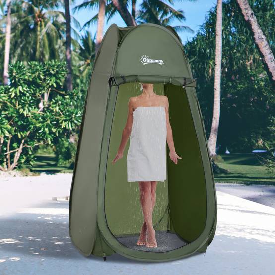 Tente de douche pop-up polyester vert 100 x 100 x 185 cm - PANGIVO - Image 3