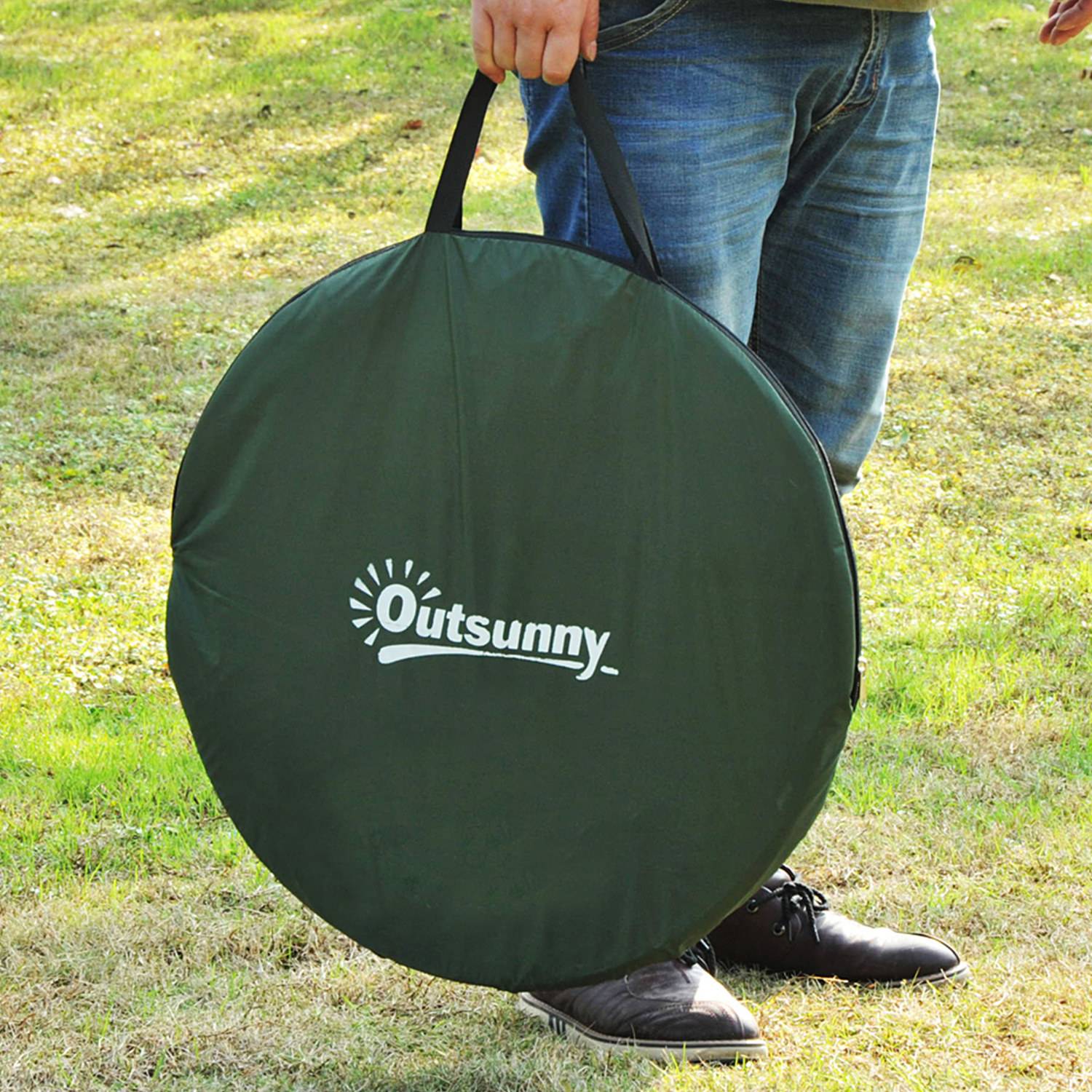 Tente de douche pop-up polyester vert 100 x 100 x 185 cm - PANGIVO - Image 9
