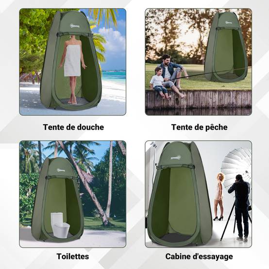 Tente de douche pop-up polyester vert 100 x 100 x 185 cm - PANGIVO - Image 8