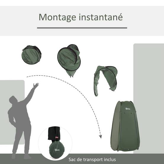 Tente de douche pop-up polyester vert 100 x 100 x 185 cm - PANGIVO - Image 5