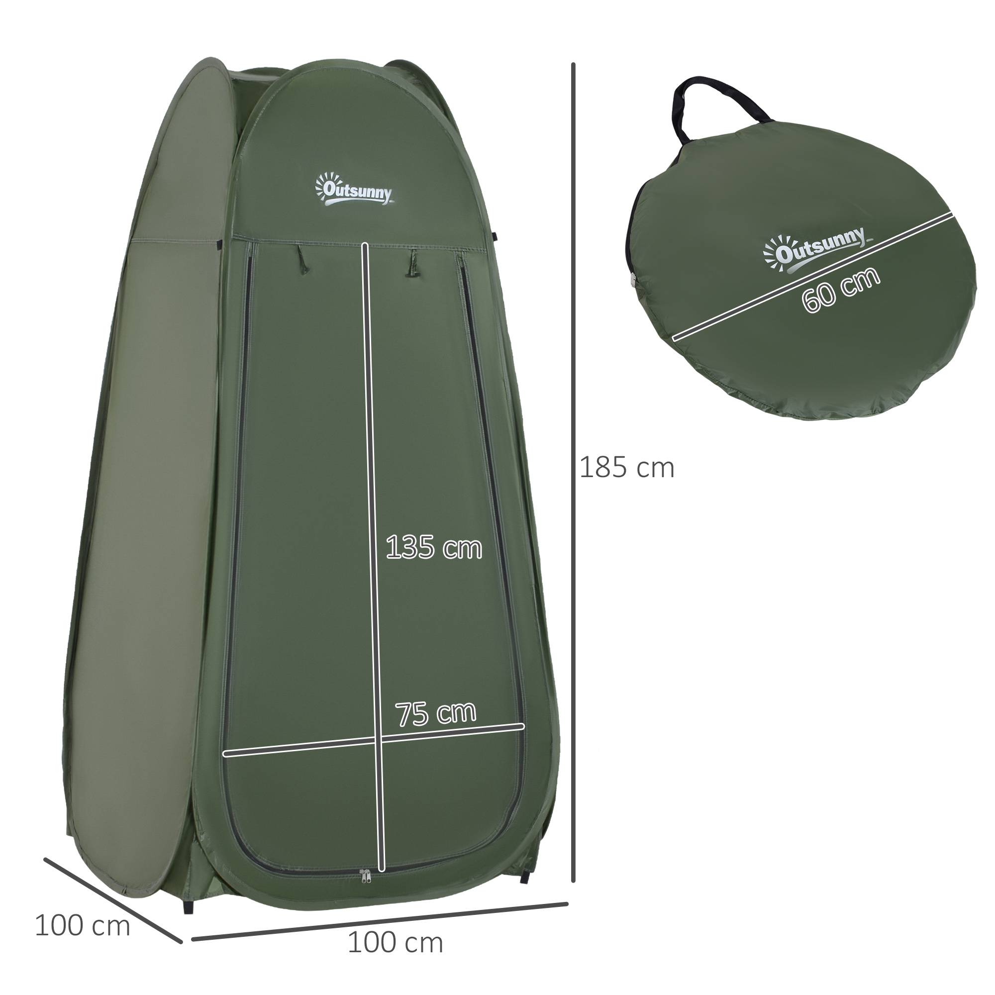 Tente de douche pop-up polyester vert 100 x 100 x 185 cm - PANGIVO - Image 4