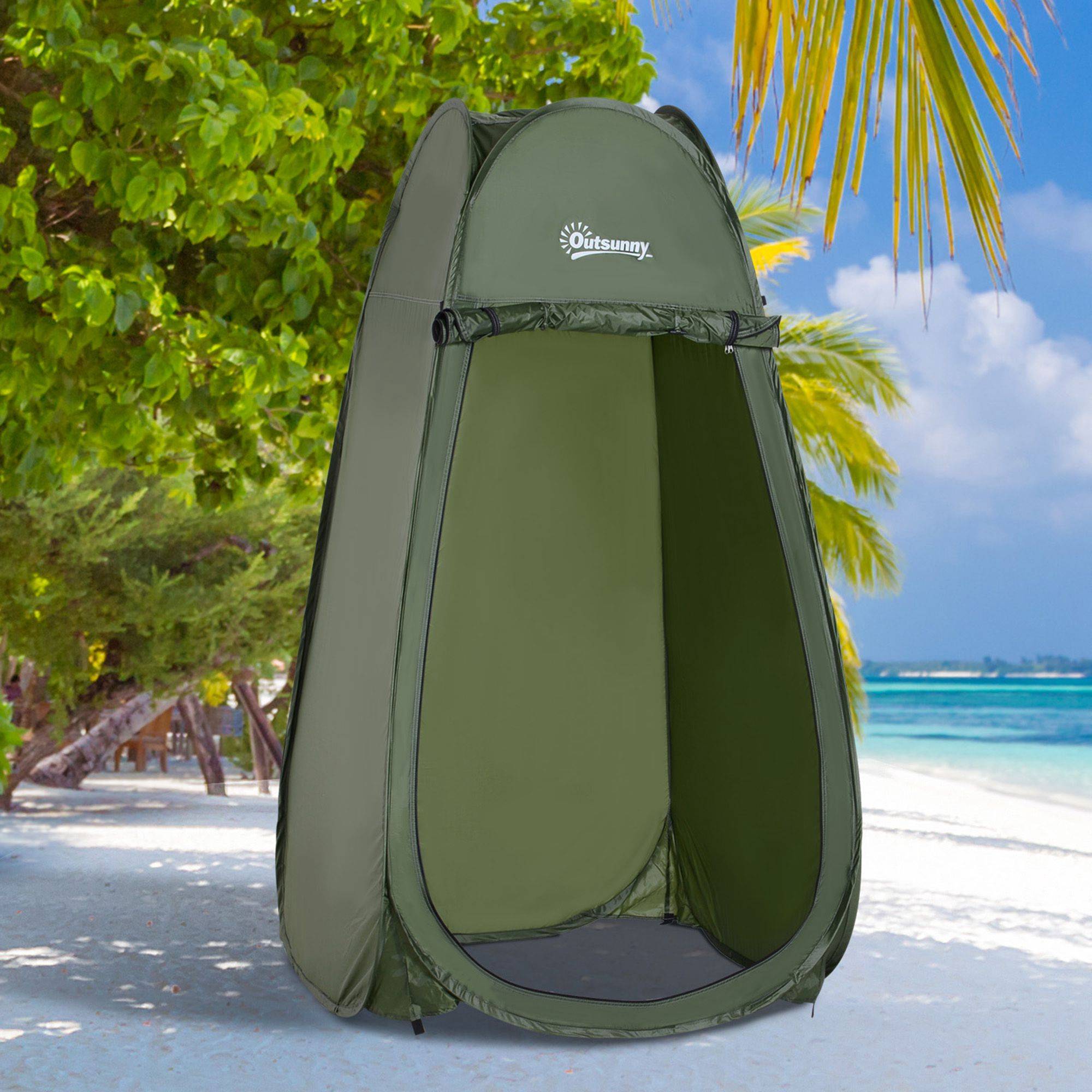 Tente de douche pop-up polyester vert 100 x 100 x 185 cm - PANGIVO - Image 2