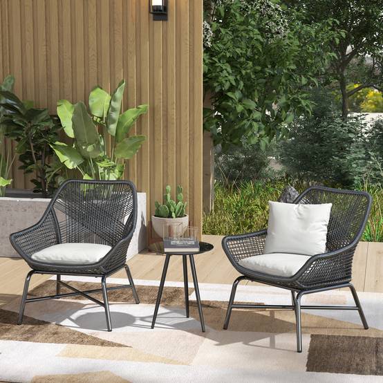 Table basse de jardin acier et verre trempé noir 40 x 40 x 50 cm - PANGIVO - Image 3