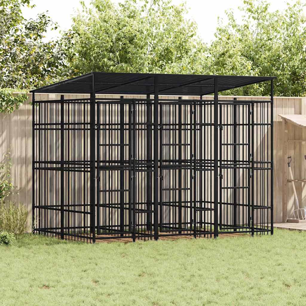 Vidaxl - Chenil d'extérieur avec toit pour chiens Acier 5,53 m² vidaXL 3097948 - Imagen 1